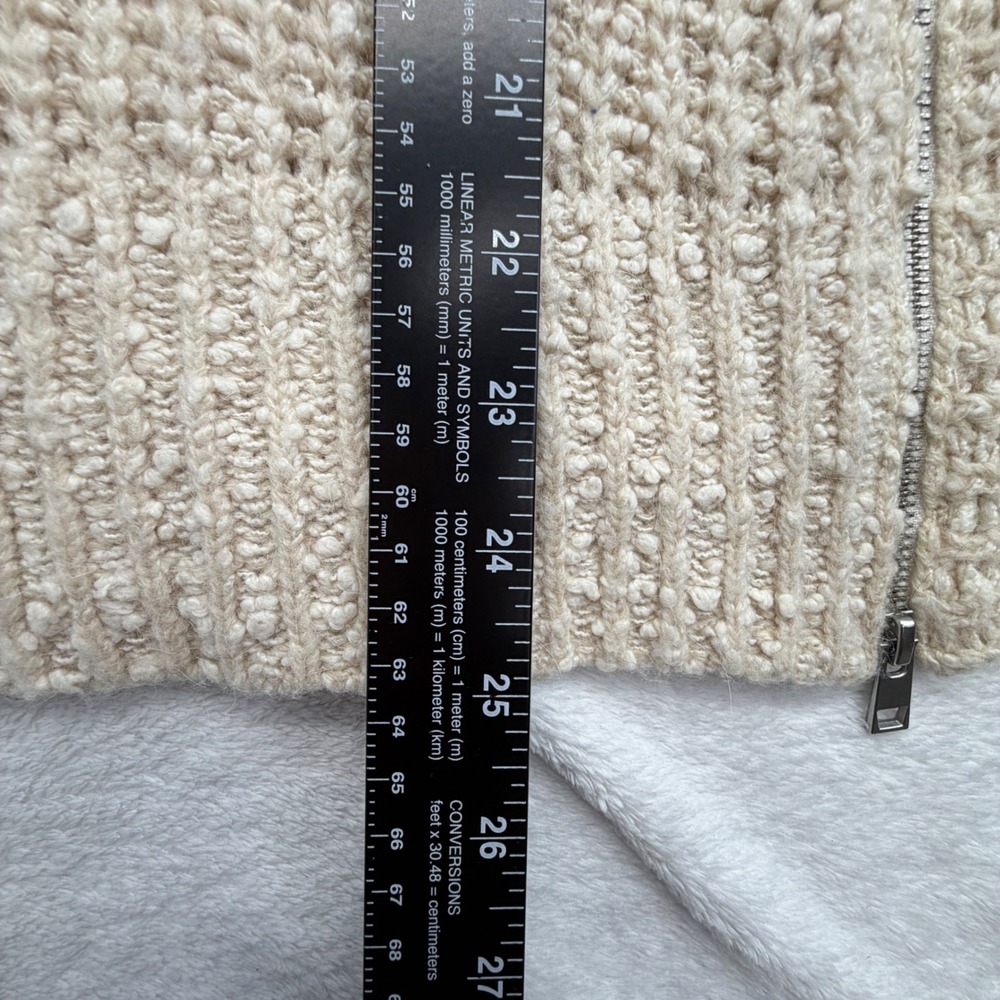 Anthropologie Moth V-Neck Sweater Womens S Beige Side Zip Chunky Knit Cotton - Picture 12 of 13